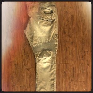 Balmain Jeans - Tan front pocket zippers size (38)